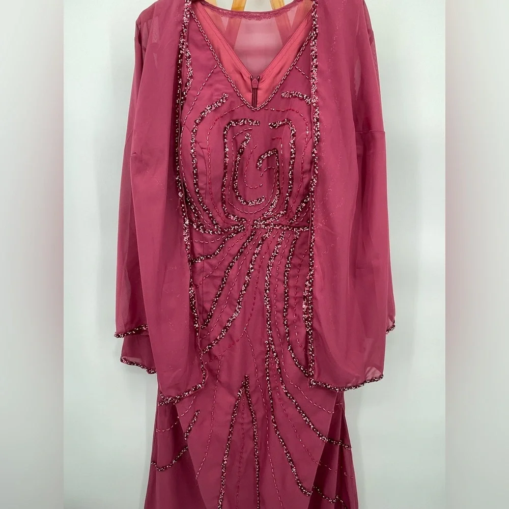 Elegant Burgundy Gown, Mother of the Bride